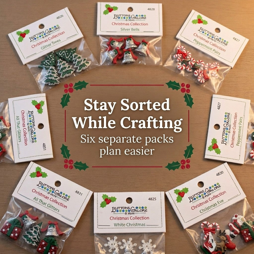 Christmas Buttons for Crafts – 33 Piece Holiday Assortment 3D Novelty Buttons for Sewing, Scrapbooking, Card Making