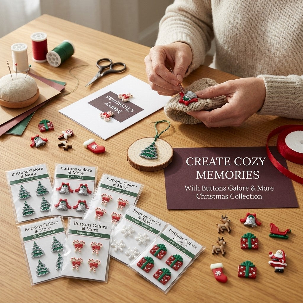 Christmas Buttons for Crafts – 33 Piece Holiday Assortment 3D Novelty Buttons for Sewing, Scrapbooking, Card Making