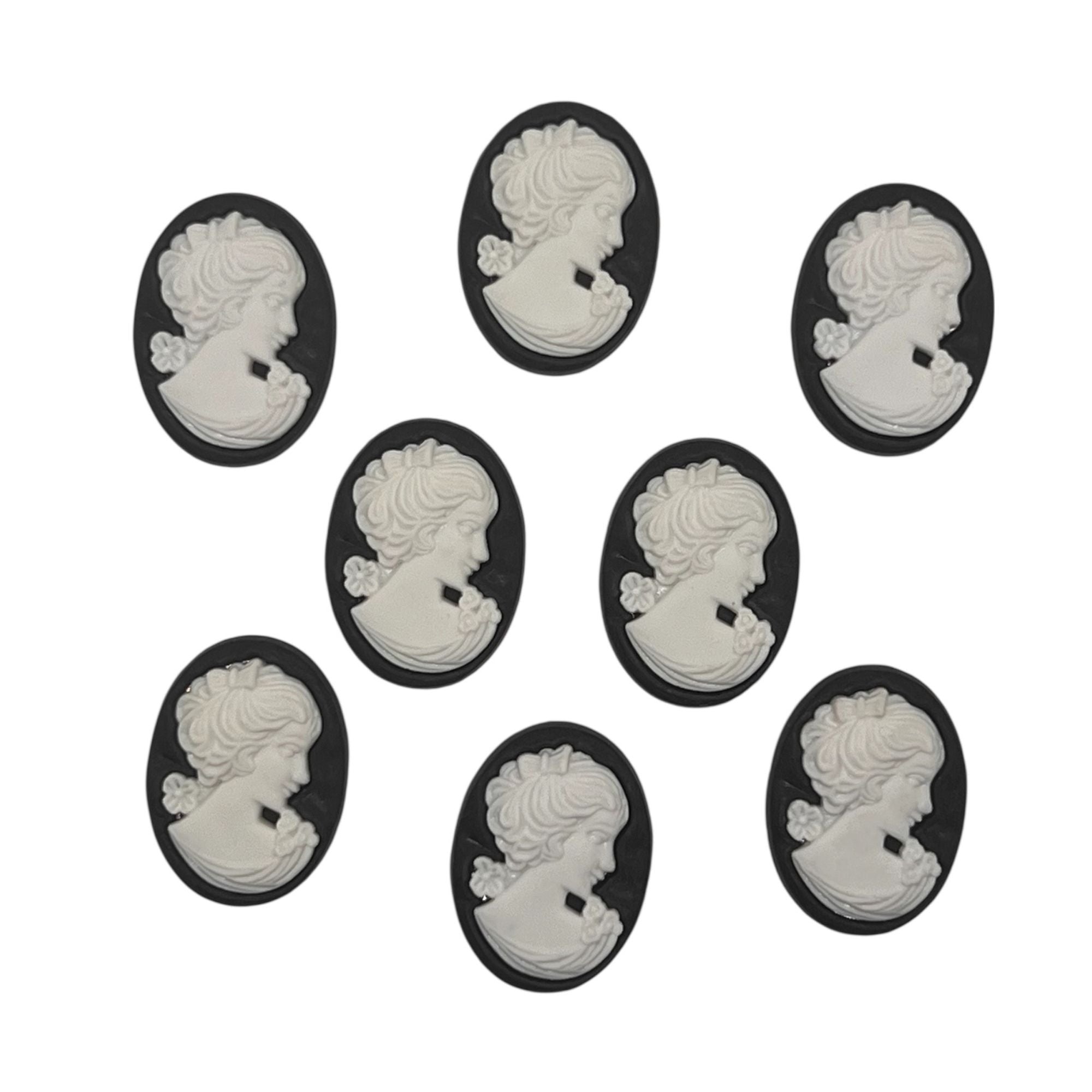 Victorian Cameo Flat Back Embellishments – 1" Resin Cameos (8 per Pack)