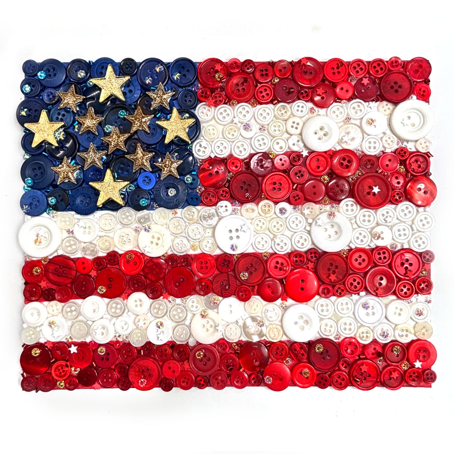 America 250 Button Jar – Red, White & Blue Hand-Dyed Sewing Buttons