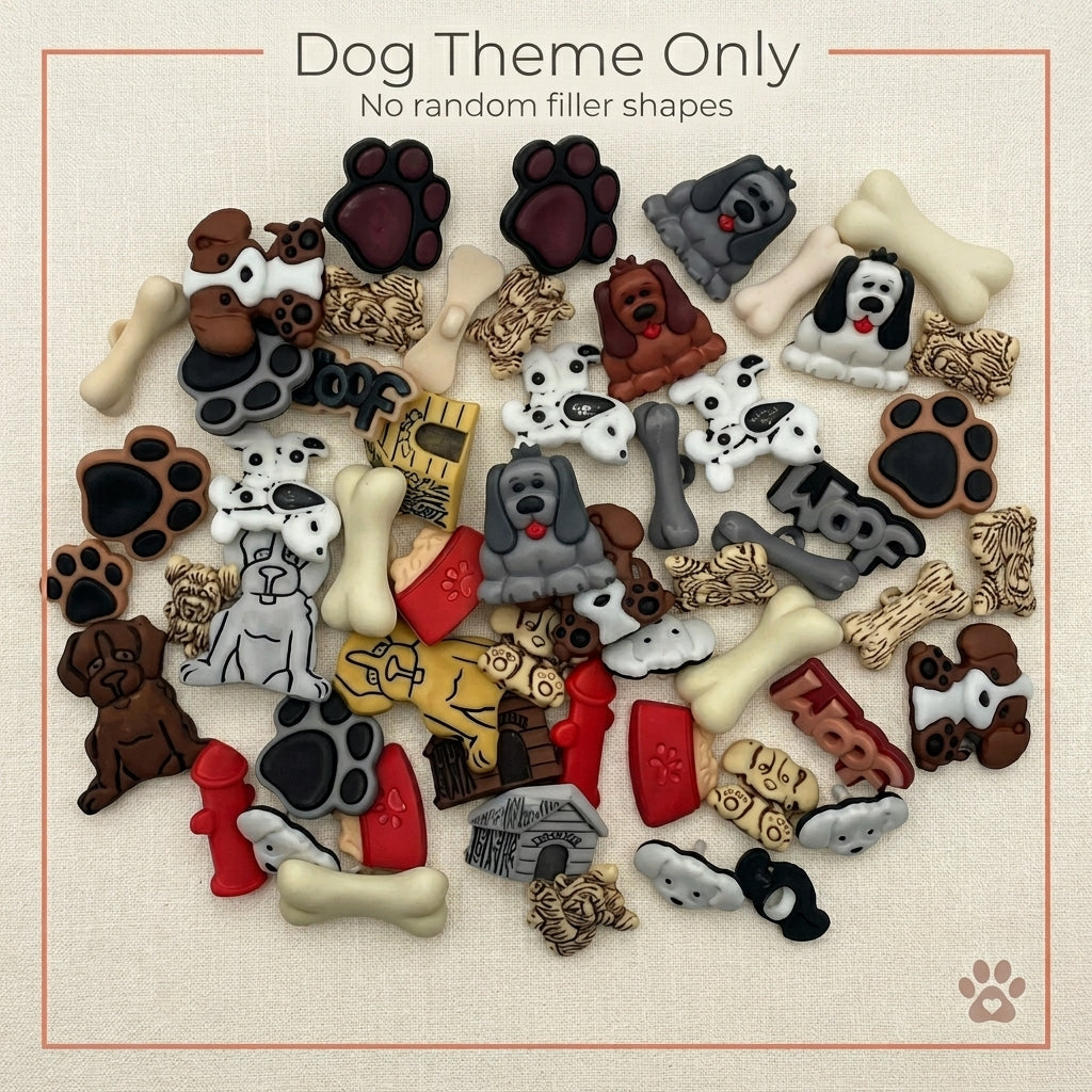 Dog Theme Craft & Sewing Buttons – 50 Piece Novelty Button Assortment