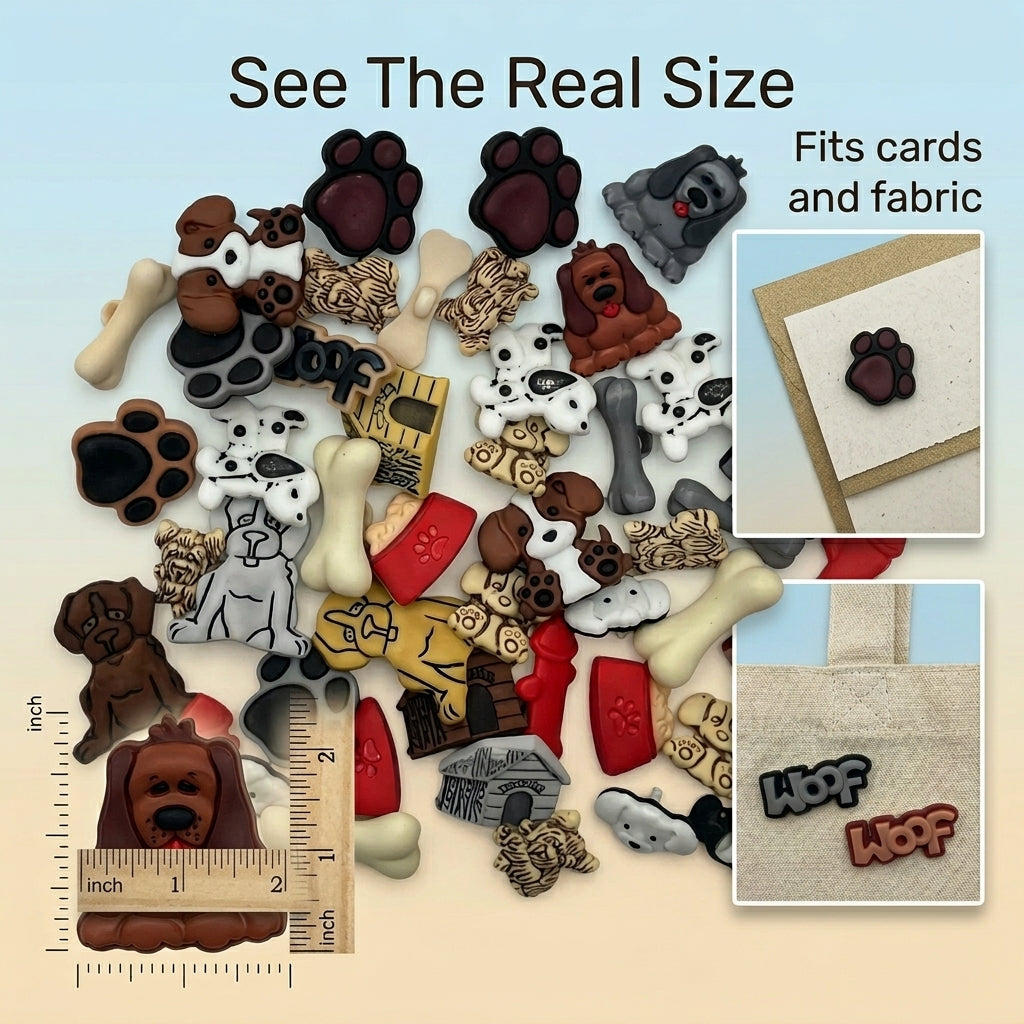 Dog Theme Craft & Sewing Buttons – 50 Piece Novelty Button Assortment