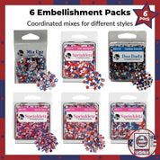 Patriotic Craft Embellishment Variety Pack – 6 Pack Red, White & Blue