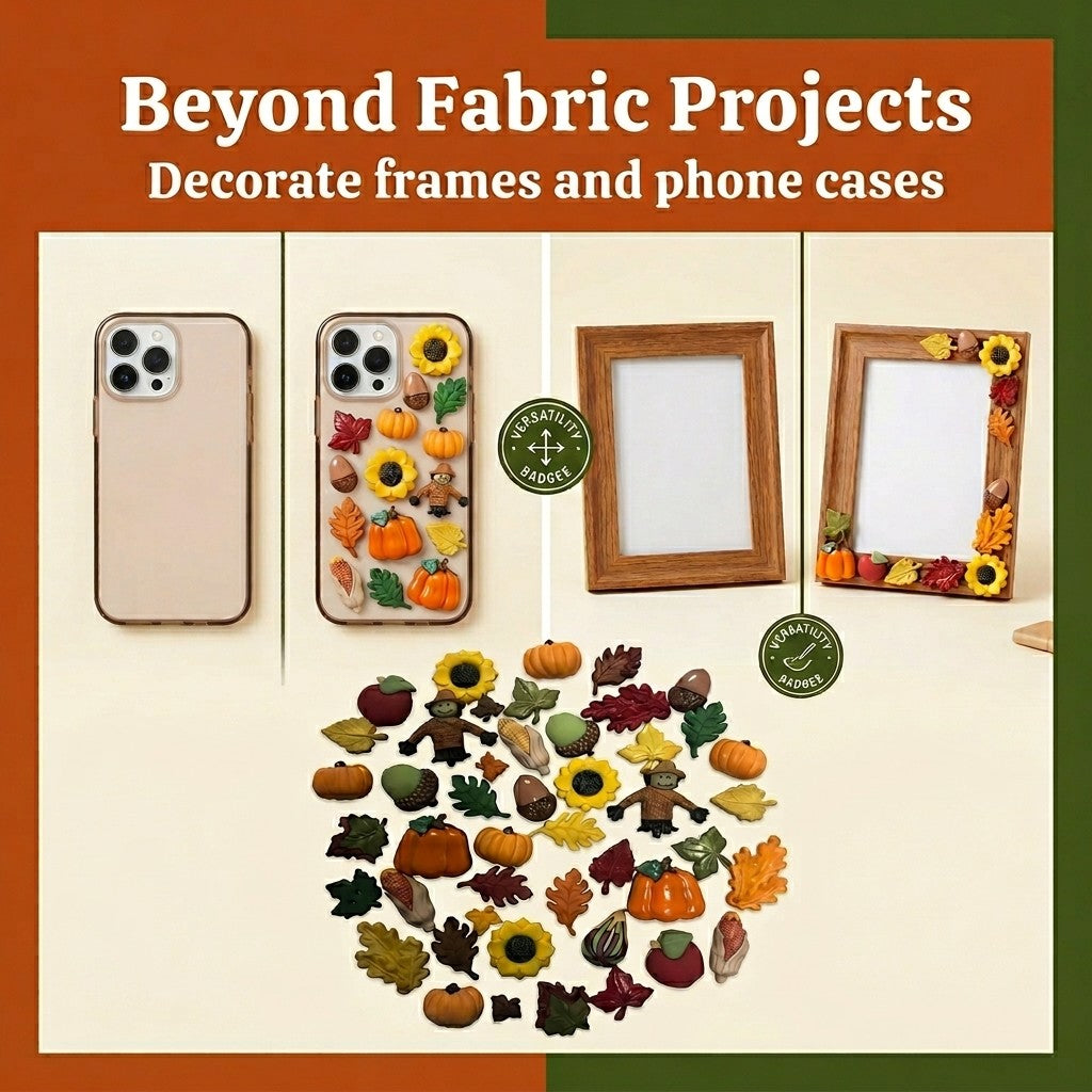 Fall Novelty Button Assortment – 50 Autumn Sewing & Craft Buttons with Pumpkins, Leaves & Harvest Shapes
