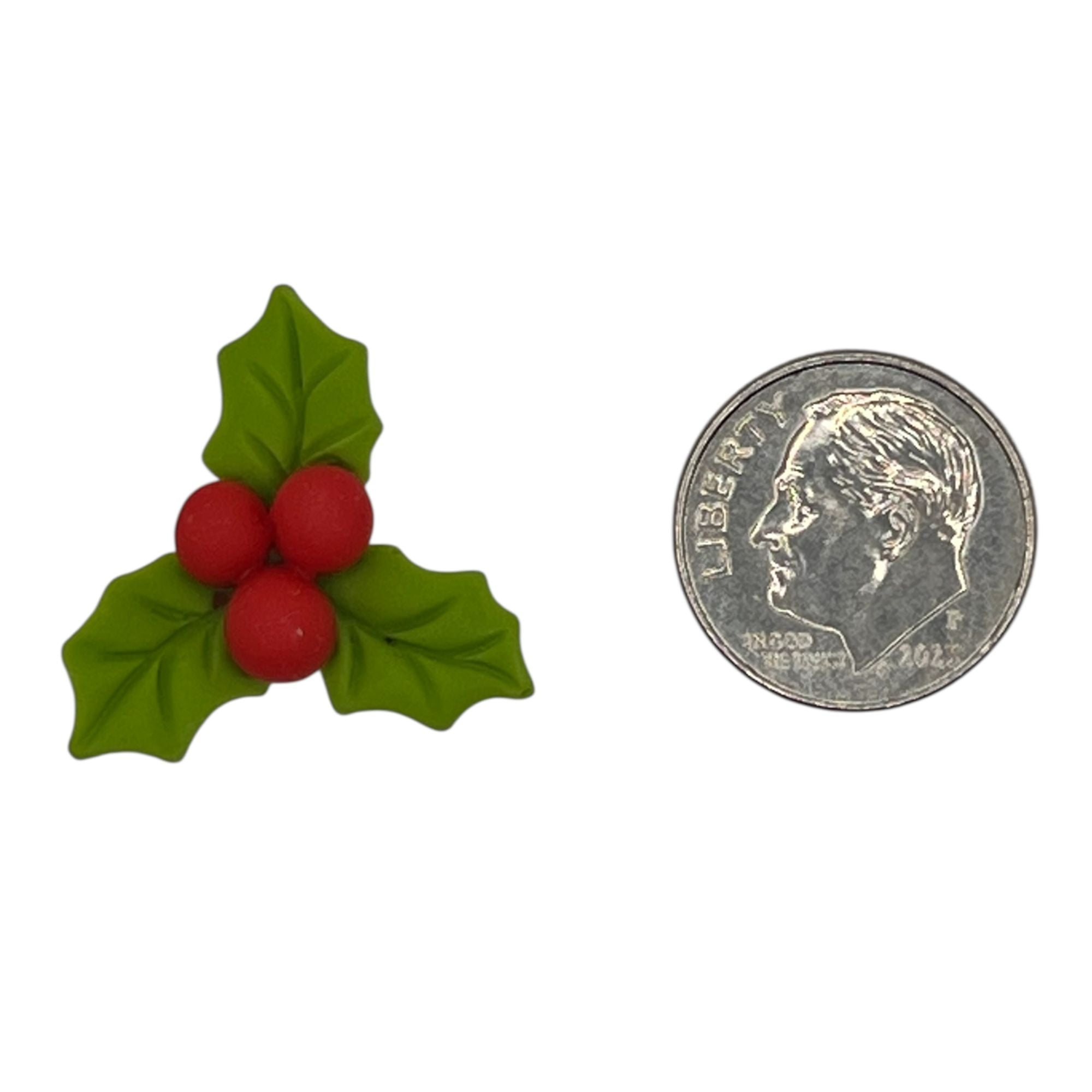 Hand Painted Holly Flat Back Resin – Christmas Craft Embellishment - 25 pcs