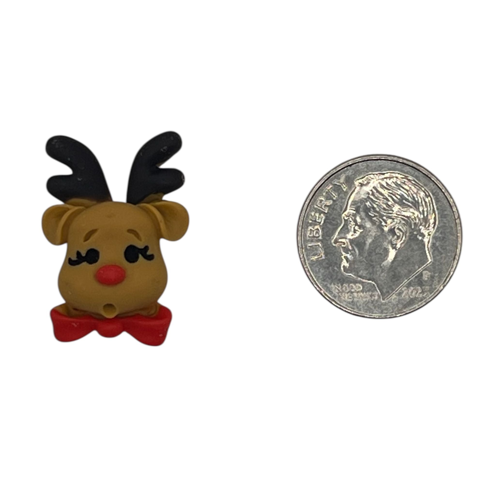 Hand Painted Small Reindeer Flat Back Resin – Christmas Craft Embellishment - 25 pcs