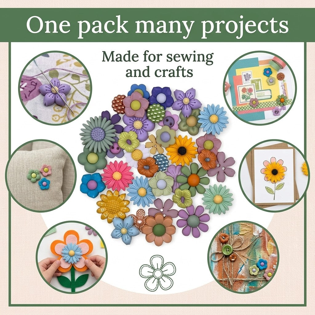 Flower Button Super Value Pack - 75 Buttons