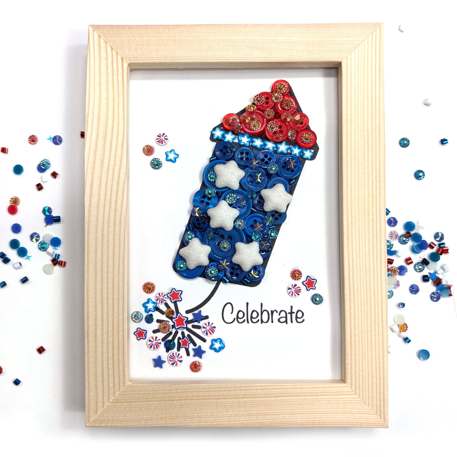 America 250 Button Jar – Red, White & Blue Hand-Dyed Sewing Buttons