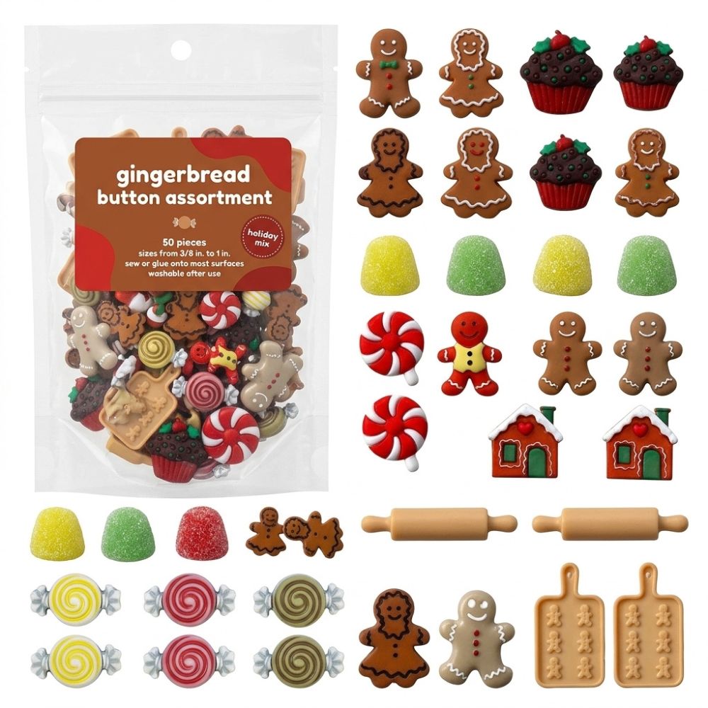 Gingerbread Novelty Button Assortment