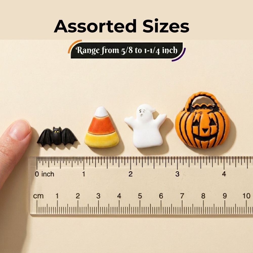 Halloween Novelty Craft & Sewing Buttons – 50 Piece Spooky Button Assortment for Scrapbooking, Card Making & DIY Crafts