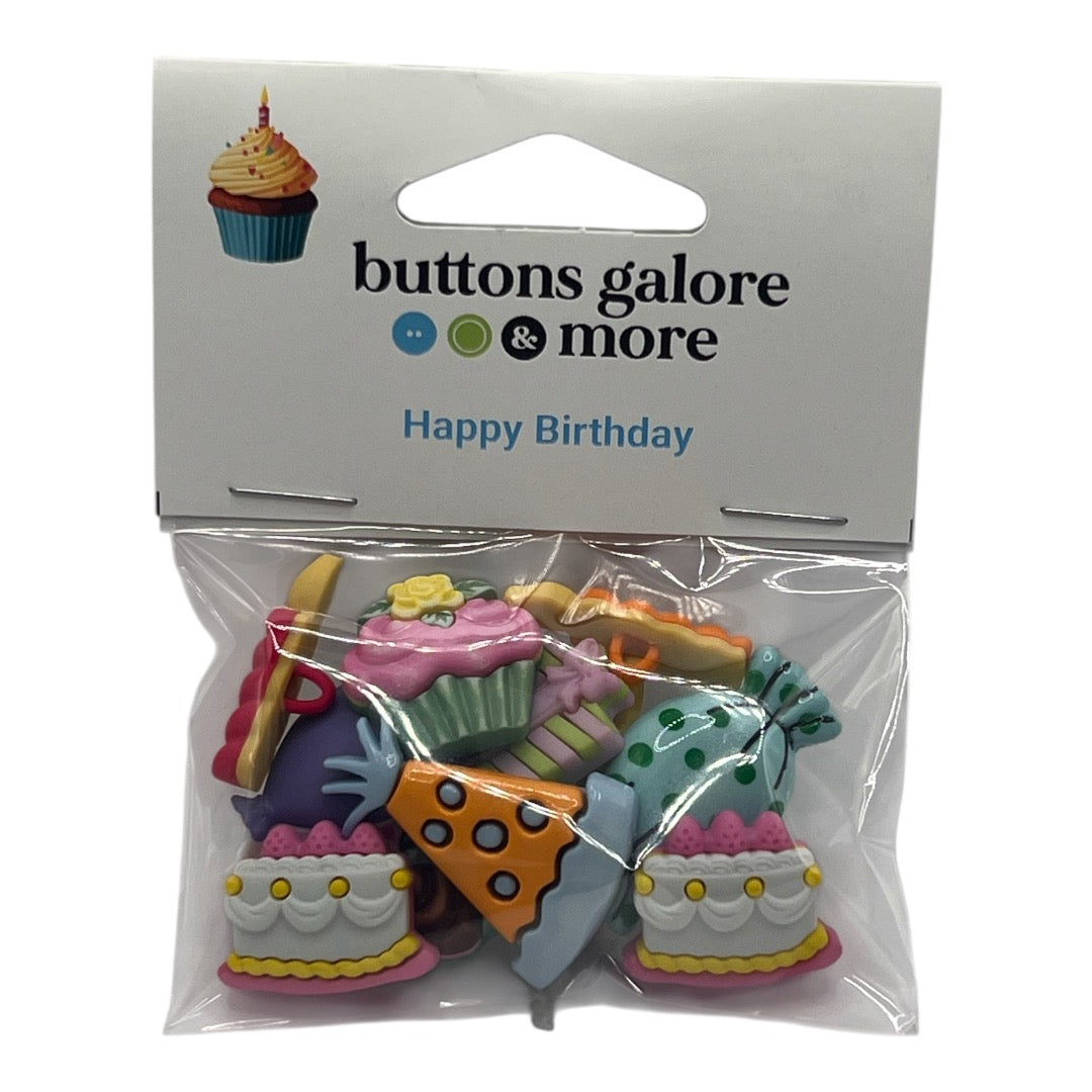Happy Birthday Buttons – Birthday Cake, Candles & Party Craft Embellishments