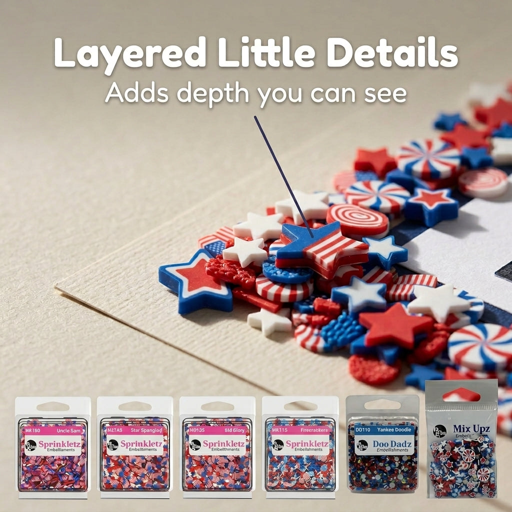 Patriotic Craft Embellishment Variety Pack – 6 Pack Red, White & Blue