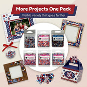 Patriotic Craft Embellishment Variety Pack – 6 Pack Red, White & Blue