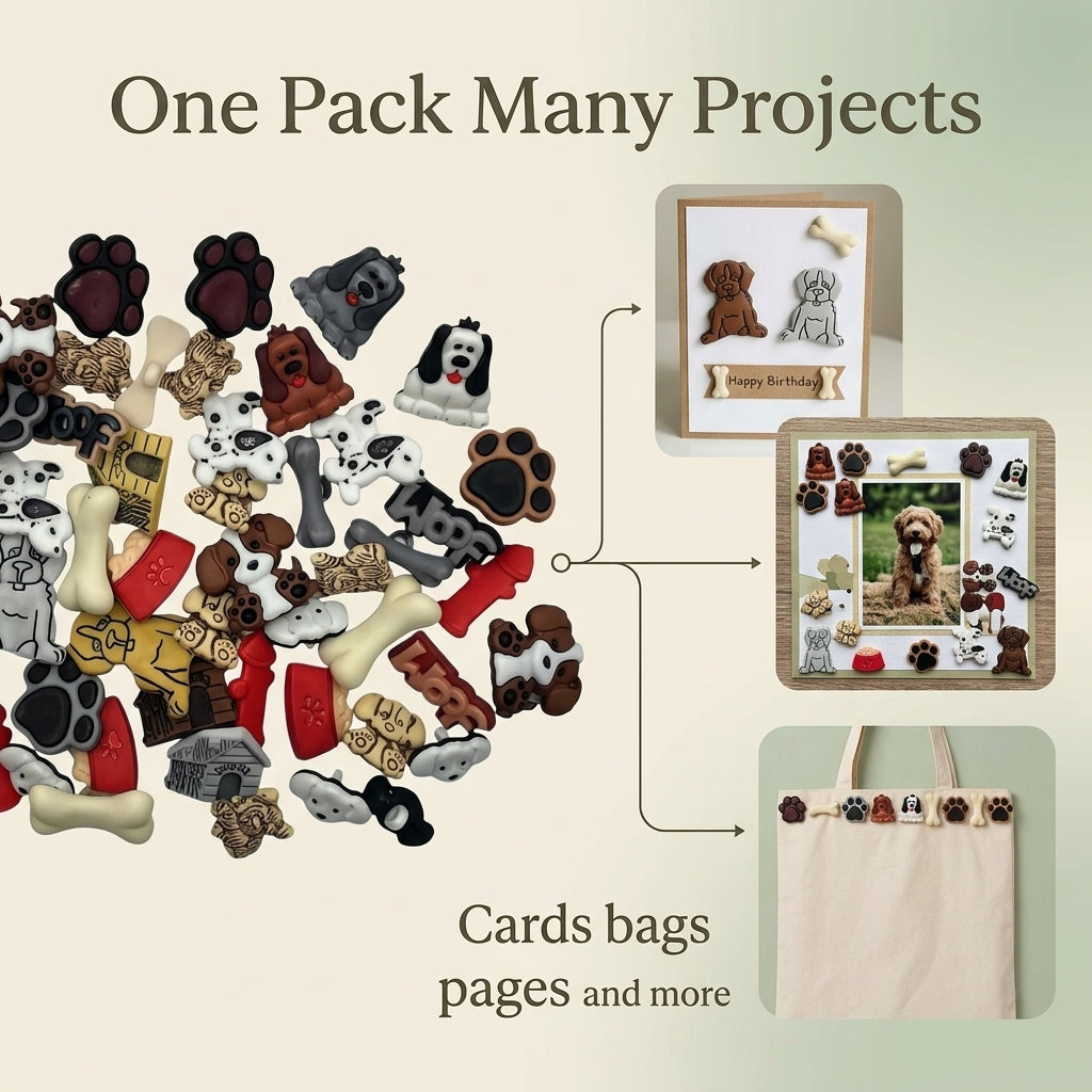 Dog Theme Craft & Sewing Buttons – 50 Piece Novelty Button Assortment