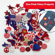 Patriotic Craft and Sewing Buttons – 50 Piece Button Assortment
