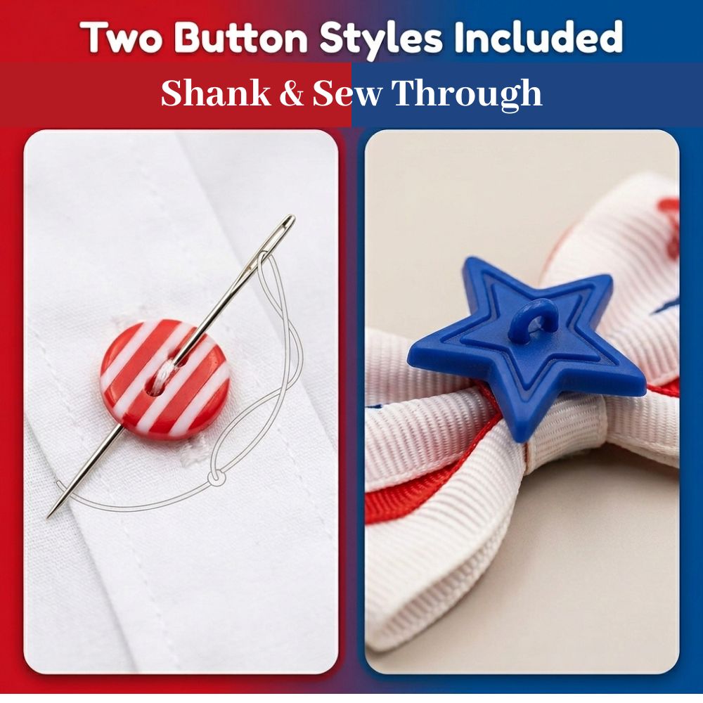 Patriotic Craft and Sewing Buttons – 50 Piece Button Assortment