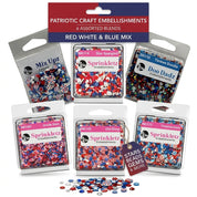 Patriotic Craft Embellishment Variety Pack – 6 Pack Red, White & Blue