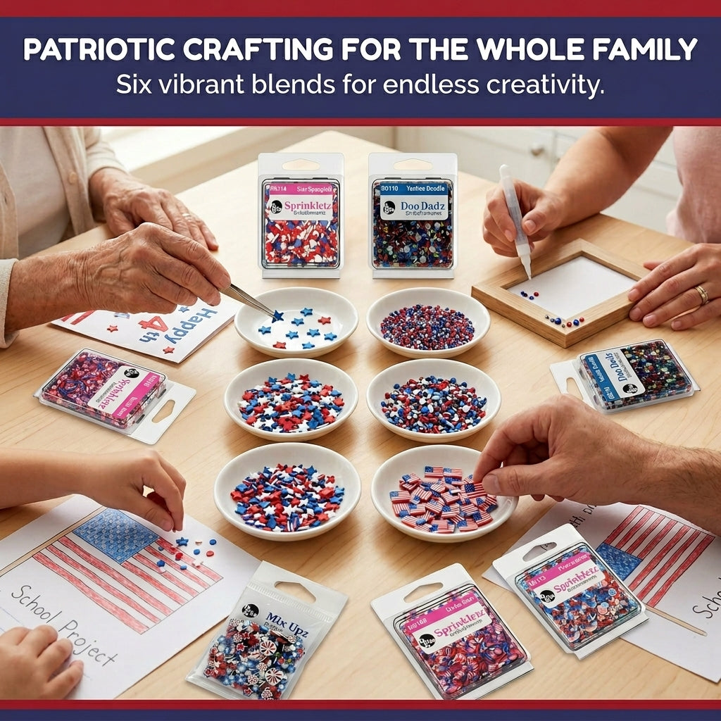 Patriotic Craft Embellishment Variety Pack – 6 Pack Red, White & Blue