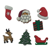 Santa's On His Way Christmas Craft & Sewing Buttons – Santa & Sleigh Novelty Button Theme Pack | 7 Hand-Painted Holiday Buttons
