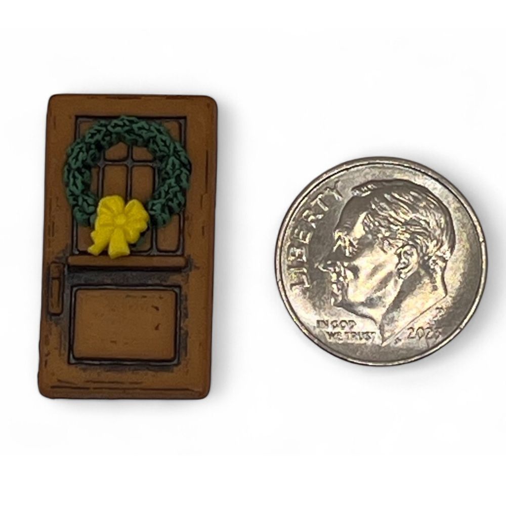 Christmas Door Button – Holiday Craft Embellishment with Wreath & Bow