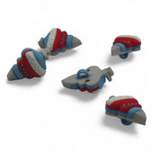Retro Christmas Ornament Craft Button – Red, White & Blue Holiday Embellishment