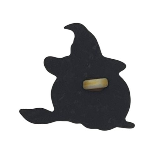 Pumpkin Witch Craft Button – Jack-O’-Lantern with Hat & Broom