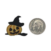 Pumpkin Witch Craft Button – Jack-O’-Lantern with Hat & Broom