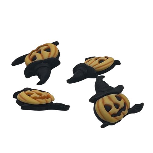 Pumpkin Witch Craft Button – Jack-O’-Lantern with Hat & Broom