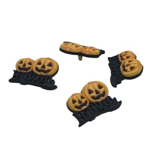 Halloween Pumpkins Craft Button – Double Jack-O’-Lantern Embellishment