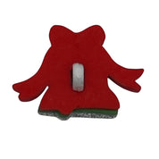 Silver Glitter Christmas Bell Button with Red Bow – Holiday Craft & Sewing Embellishment