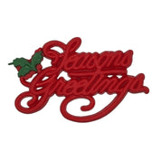 Seasons Greetings Christmas Button – Holiday Craft Embellishment with Holly Accent