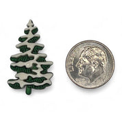 Snow-Covered Christmas Tree Button – Winter Holiday Craft Embellishment