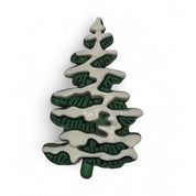 Snow-Covered Christmas Tree Button – Winter Holiday Craft Embellishment