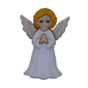White Angel Christmas Button –  Holiday Craft Embellishment with Praying Angel Design