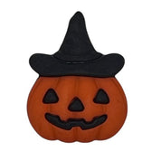 Jack-O’-Lantern with Witch Hat Craft Button – Halloween Pumpkin Embellishment