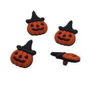 Jack-O’-Lantern with Witch Hat Craft Button – Halloween Pumpkin Embellishment