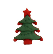 Christmas Tree Craft Button – Green & Red Holiday Embellishment