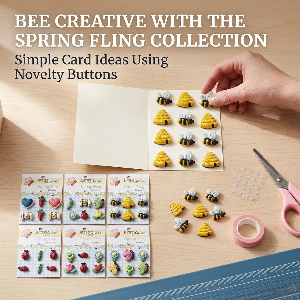 Spring Fling 3D Craft Buttons – 36 Piece Carded Set