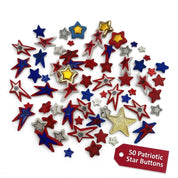 Patriotic Star Craft & Sewing Buttons – 50 Piece Red White & Blue Star Button Assortment