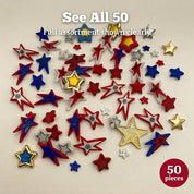 Patriotic Star Craft & Sewing Buttons – 50 Piece Red White & Blue Star Button Assortment
