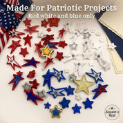 Patriotic Star Craft & Sewing Buttons – 50 Piece Red White & Blue Star Button Assortment