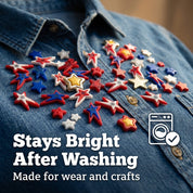 Patriotic Star Craft & Sewing Buttons – 50 Piece Red White & Blue Star Button Assortment