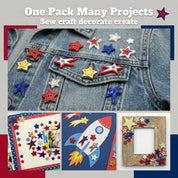 Patriotic Star Craft & Sewing Buttons – 50 Piece Red White & Blue Star Button Assortment