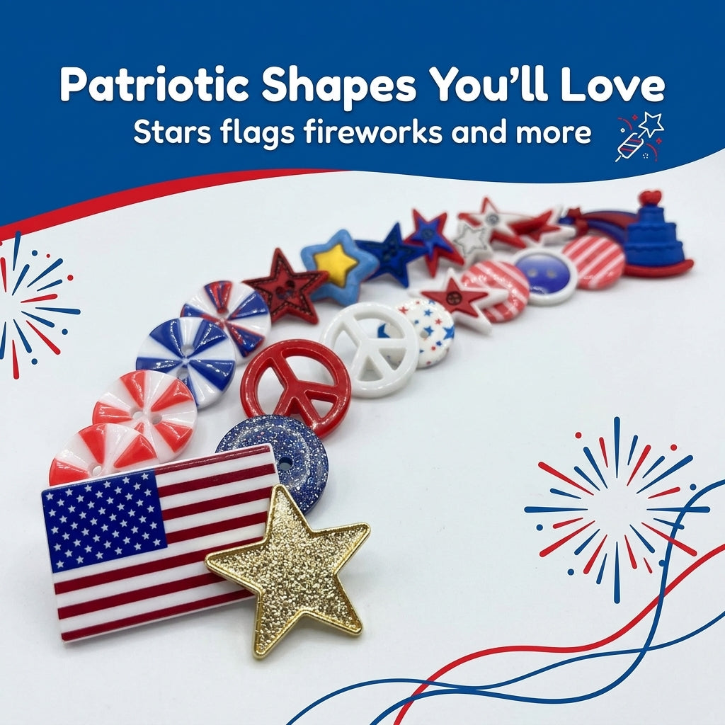 Patriotic Craft and Sewing Buttons – 50 Piece Button Assortment