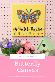 DIY Butterfly Button Art Kit for Kids – 8x10 Canvas Craft Kit with Colorful Buttons