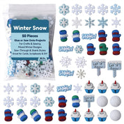 Winter Snow Button Assortment – 50-Piece Snowflake, Mitten & Winter-Themed Craft & Sewing Buttons