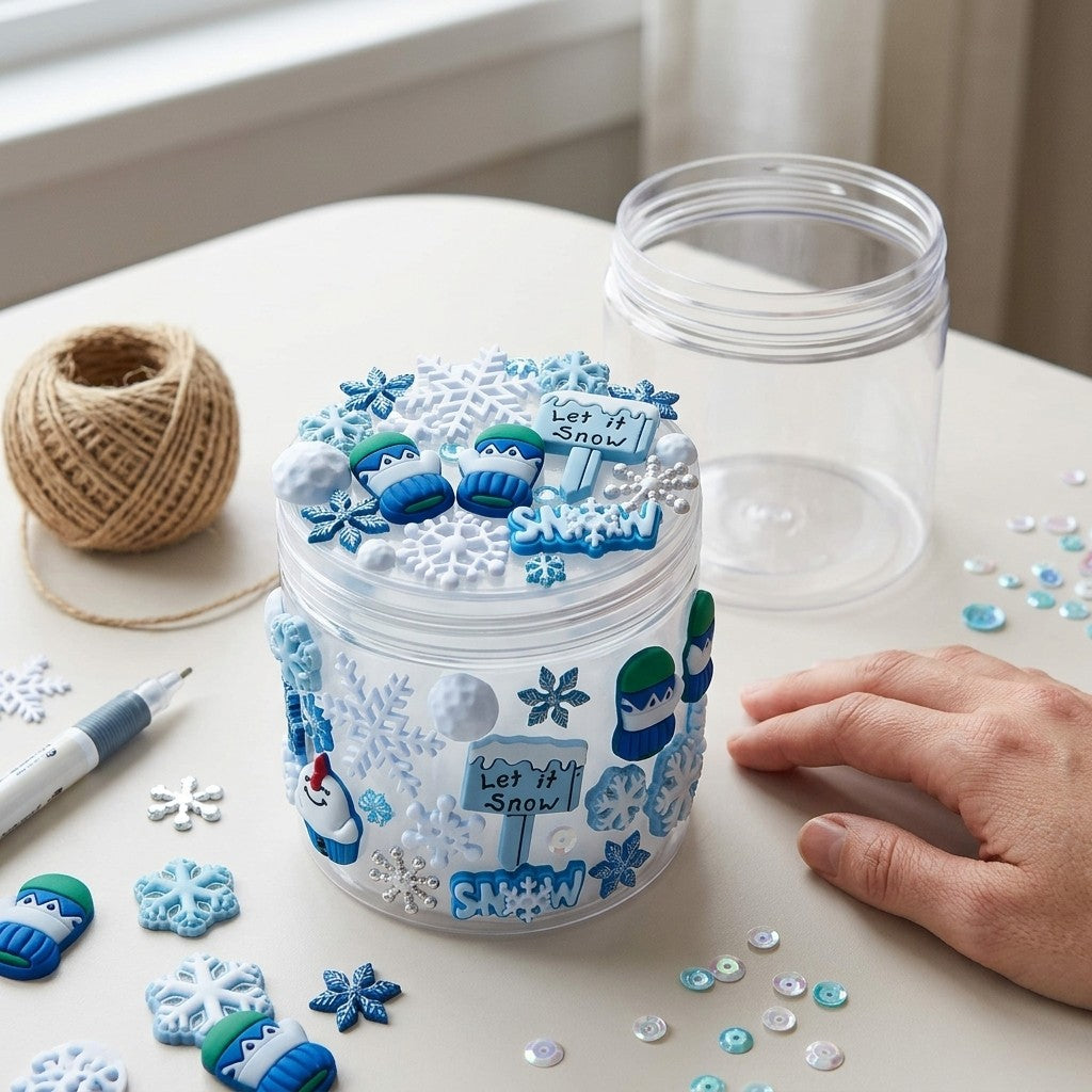 Winter Snow Button Assortment – 50-Piece Snowflake, Mitten & Winter-Themed Craft & Sewing Buttons