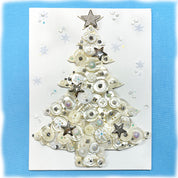 DIY White Christmas Tree Button Art Kit – 8x10 Winter Canvas Craft