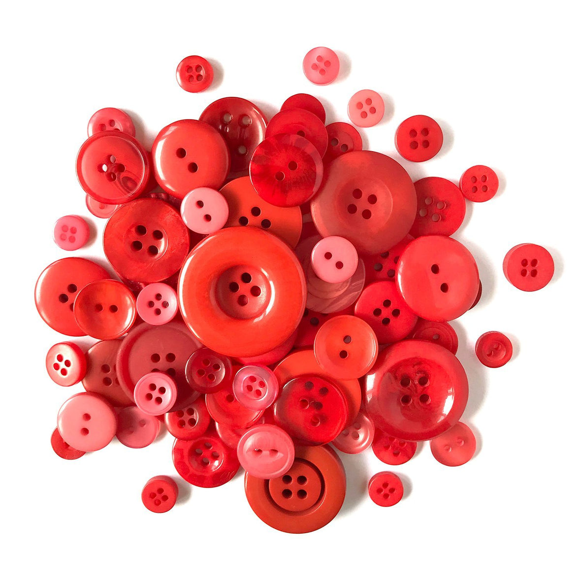 Vibrant Red Buttons for Sewing, Craft and Quilts Buttons Galore