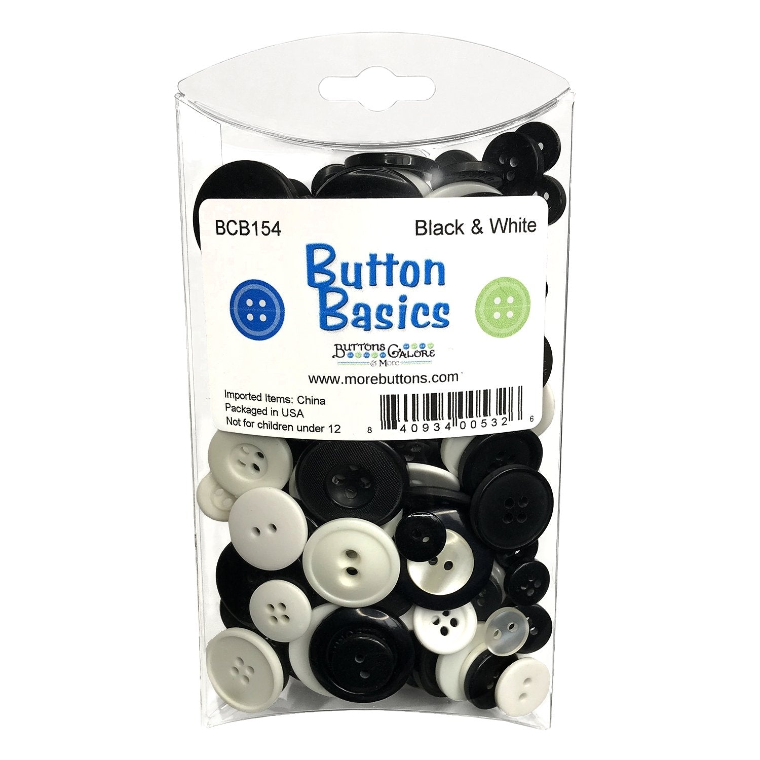  Pack of 12 Black Sewing Buttons 0.70 inch Crafts